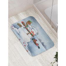 Watercolor Xmas Winter Bath Mat