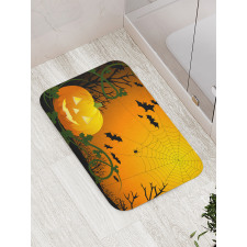 Pumpkin Leaves Bats Bath Mat