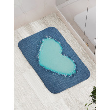 Denim Heart Love Bath Mat