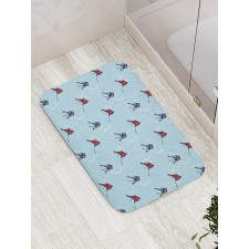 Ice Hockey Pattern Winter Bath Mat