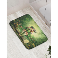 Elf Girl with Wreath Tree Bath Mat