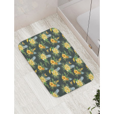 Tropic Flower Design Bath Mat