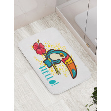 Toucan Bird with Hibiscus Bath Mat