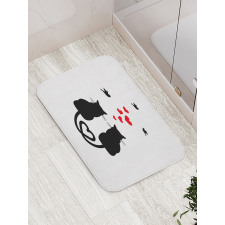 Cats in Love Heart Tail Bath Mat