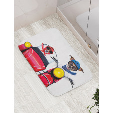 Funny Canine on Bike Bath Mat