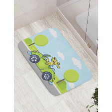 Puppy on the Road Bath Mat