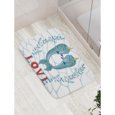 Whales in Love Design Bath Mat