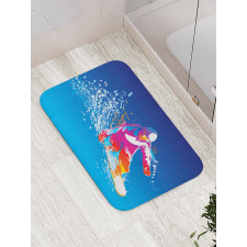 Colorful Snowboarding Man Bath Mat