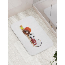 Assorted Sports Equipment Bath Mat