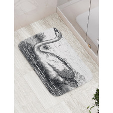 Hand Drawn Swan Design Bath Mat