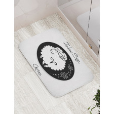 Funny Ram in a Dot Bath Mat