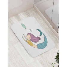 Happy Girl with Fish Bath Mat