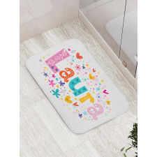 Vintage Doodle Flowers Bath Mat