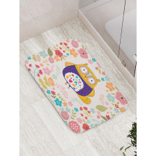 Colorful Bird and Flowers Bath Mat