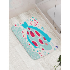 Hearts Flowers and Fish Bath Mat