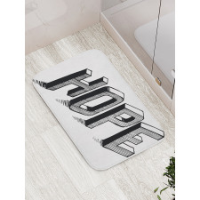 Sketch Letters with Lines Bath Mat