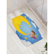 Cartoon Girl Flying Bath Mat