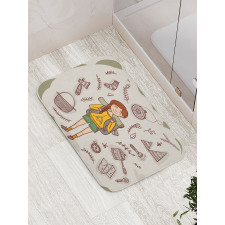 Hiker Girl Backpack Bath Mat