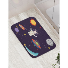 Astronaut Deer in Space Bath Mat