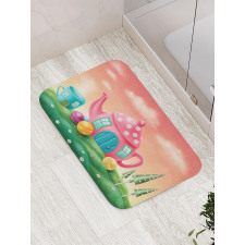 Polka Dotted Tea Pot Bath Mat