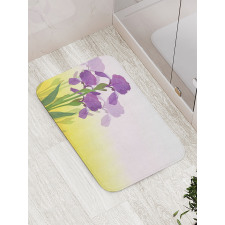 Iris Flowers Leaves Bath Mat