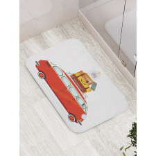 Cartoon Retro Minivan Bath Mat