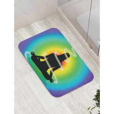 Concentric Rainbow Color Bath Mat