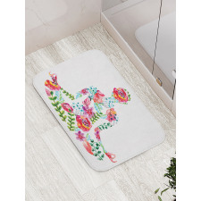 Silhouette with Flowers Bath Mat