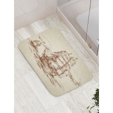 Old Ship Sketch Bath Mat