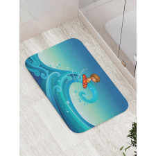 Surfing Baby Waves Bath Mat