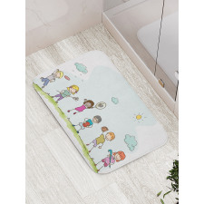 Cartoon Day in Park Bath Mat