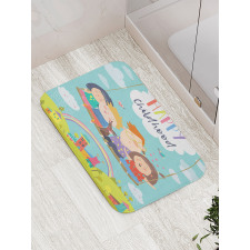 Happy Kids on a Swing Bath Mat