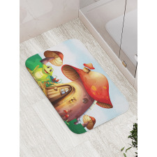 Cartoon Mushroom Houses Bath Mat