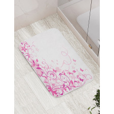 Swirls Butterflies Leaves Bath Mat