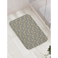 Grid Petals Leaves Stems Bath Mat