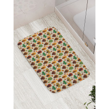 Defoliated Tree Leaves Bath Mat