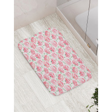 Stamped Peony Design Bath Mat