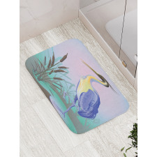 Heron with Reed Water Bath Mat