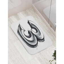 Sketchy Numeral 3 Bath Mat