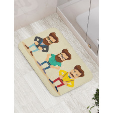 Men Hipster Fashion Sketch Bath Mat