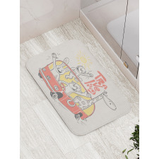 Traveling Animals Bath Mat