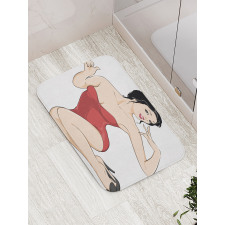 Pale Skin Brunette Bath Mat