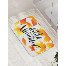 Autumn Thanksgiving Text Bath Mat