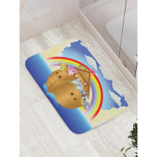 Clouds Animals Ship Ancient Bath Mat