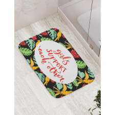 Tropical Theme Words Bath Mat