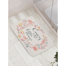 Flowers and Leaves Phrase Bath Mat