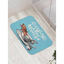 Antique Tea Cup Sketch Bath Mat