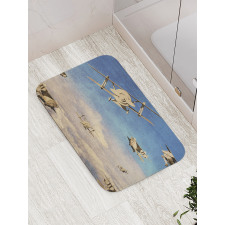 3D Retro Biplanes Bath Mat