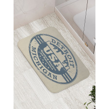 Detroit Michigan Stamp Bath Mat