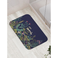 Rural Herbs Flowers Bath Mat